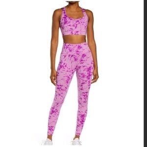 IVL Collective Purple Tie Dye Leggings and Sports Bra Set  Size Small